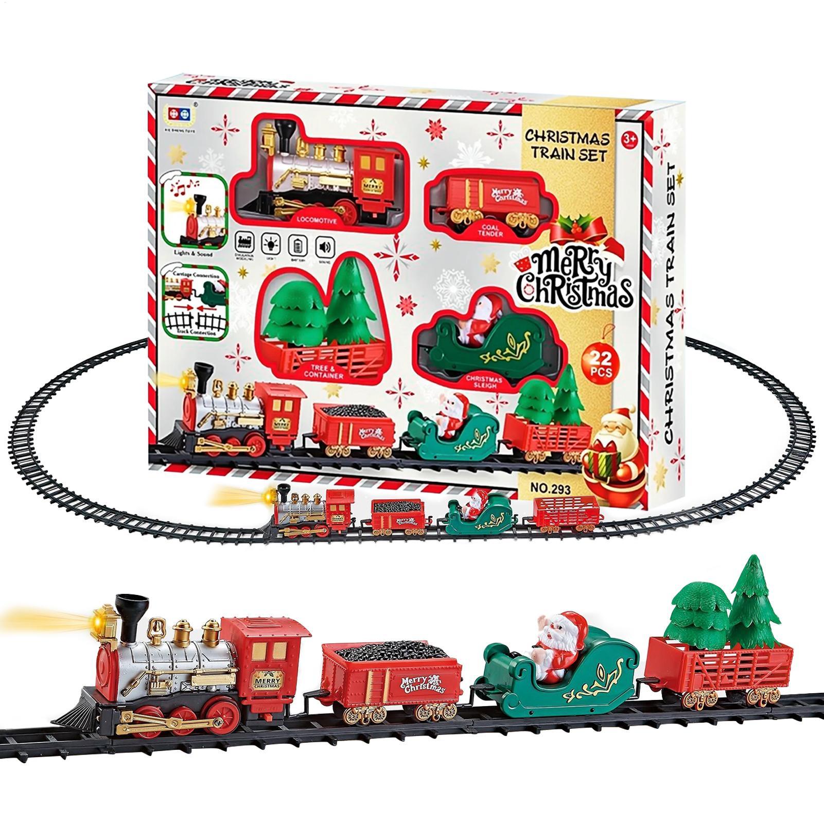 Toy Train Track Set - Kereta Natal dengan Lampu dan Suara,