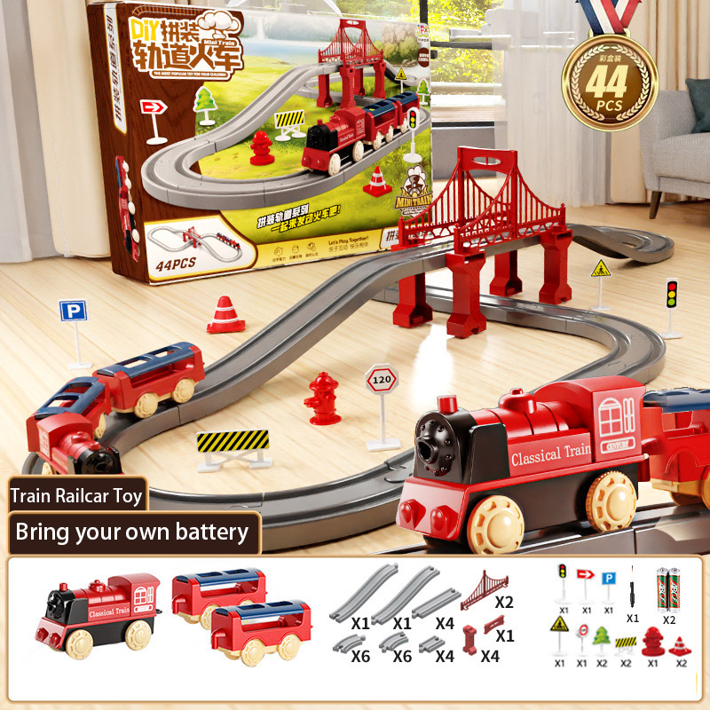 Toy Train Track Set - 44Pcs/set Set Rel Kereta Listrik Mainan