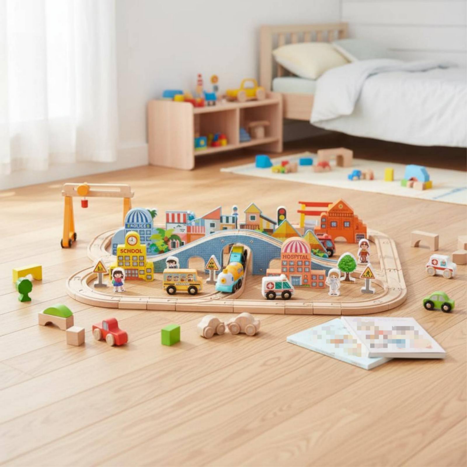 Toy Train Track Set - Set Kereta Kayu Edukatif Set Rel