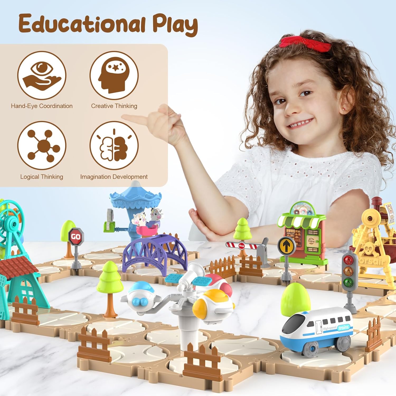 Set Mobil Puzzle DIY, Permaina - Toy Train Track Set ulasan dan harga