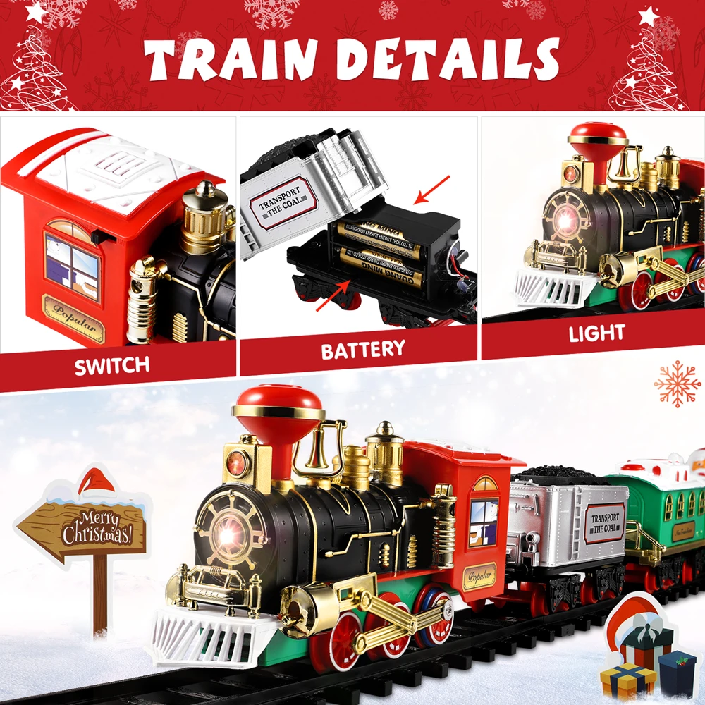Set kereta Natal, Model lokomo - Toy Train Track Set ulasan dan harga