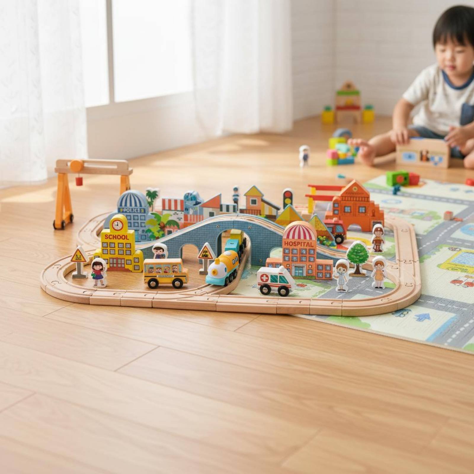 Set Kereta Kayu Edukatif Set R - Toy Train Track Set ulasan dan harga