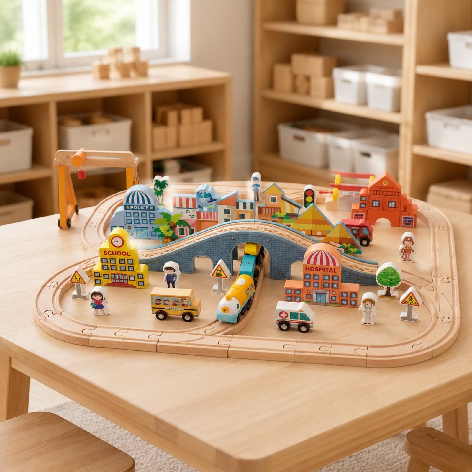 Set Kereta Kayu Edukatif Set R - Toy Train Track Set ulasan dan harga